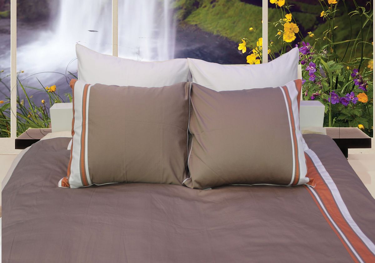 Vỏ chăn gối phối màu - nâu đất / trắng 1